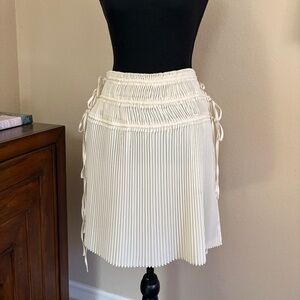 lmut Lang Ivory Pleated Skirt -Minimialist Designer Tie Waist-NWT